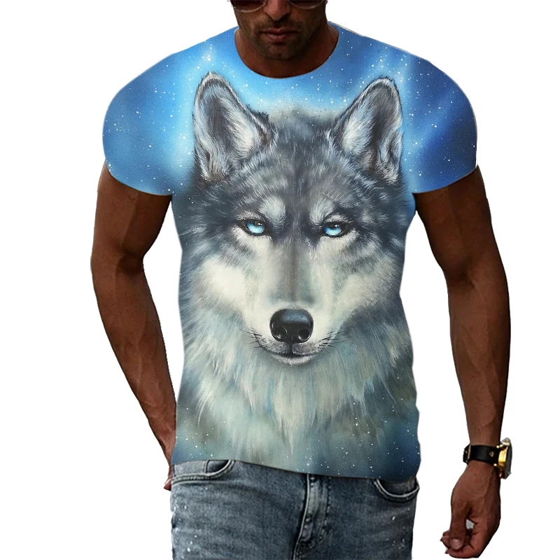 

Summer New 3D Animal Wolf Men T-shirt Fashion Casual Trend Personality Print short sleeve t-shirts Hip Hop harajuku streetwear