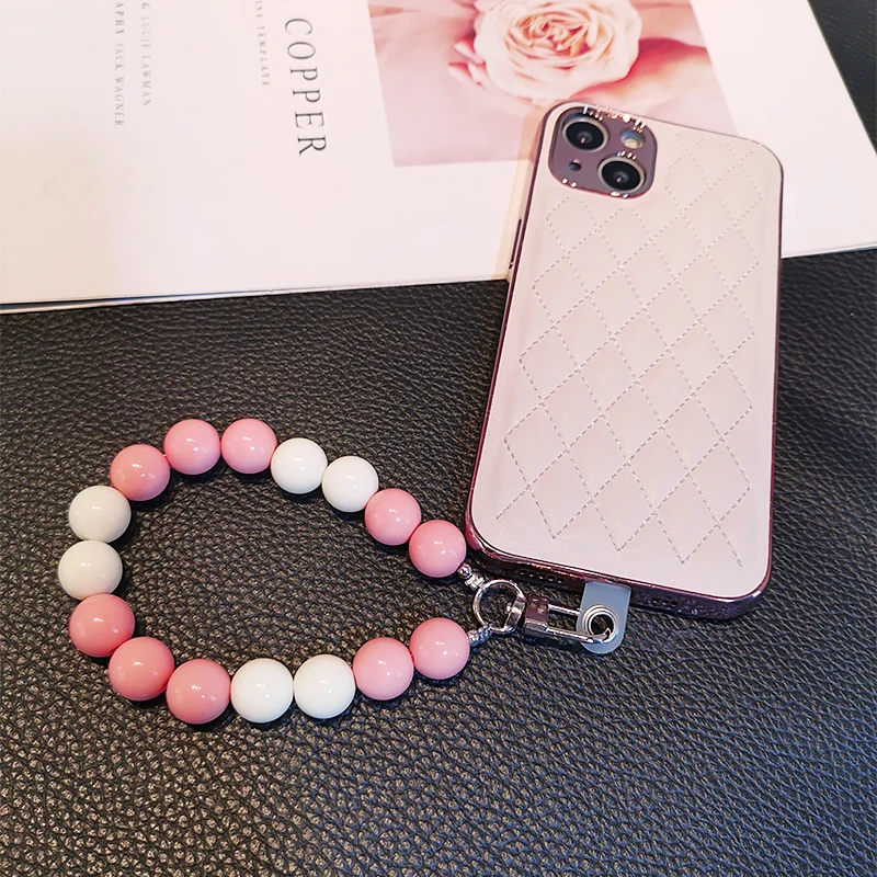 Mobile Phone Lanyard Short Wrist Pendant Portable Chain Colorful Bead Pendant Hand-beaded Strong Phone Anti-lost Sling Lanyard