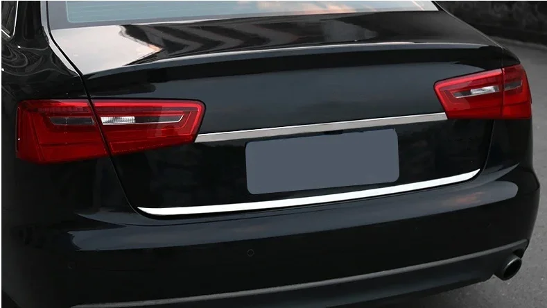 For Audi A6 A6L C7 2013-2017 Car Accessories Exterior Steel Chrome Rear Door Trunk Decoration Panel Strip Cover Trim 2pcs