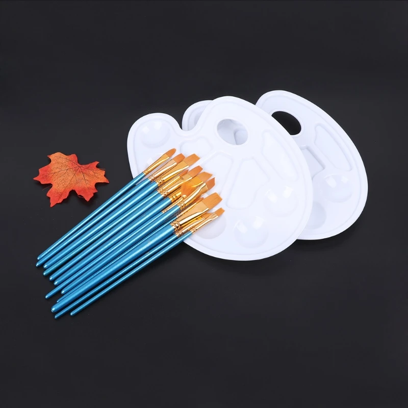 

14Pcs Acrylic Artist Paint Brush Oil Watercolor Painting Nylon Hair Palettes Set