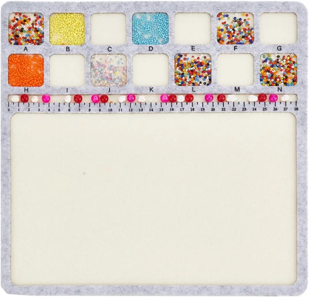 Craft Supplies Jewelry Making Supplies Square Felt Bead Design Boards Medium Felt Beading Mat with Centimeter Alphabetic Scale Beads Tray Bead Pads for Art Crafts