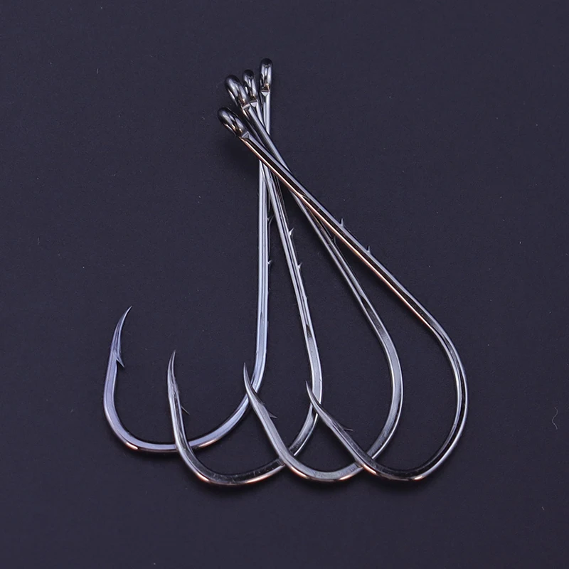 50pcs/lot Sharp Long Shank Barbed Fishing Hook Sea Worm Carp Single Circle  Hook Set Fishing Accessories Anti-rust Fishhooks