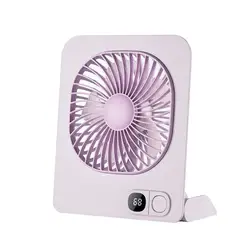 Compact Ultra - Quiet USB Rechargeable Foldable Desk Fan with Power Display and 5 Speed Settings (Purple)