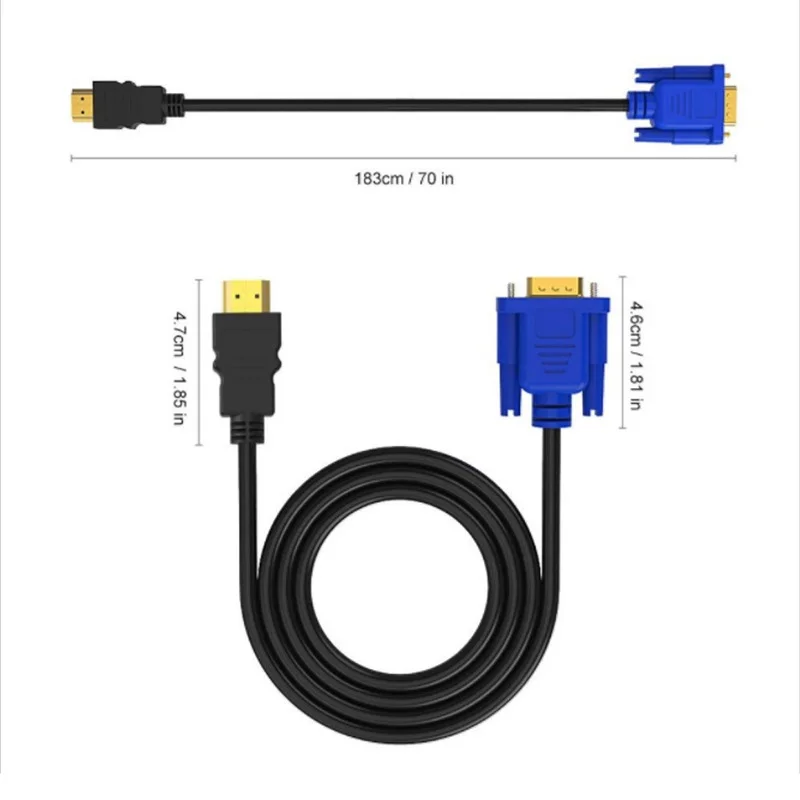 1.8 M HDMI-compatible Cable To VGA 1080P HD with Audio Adapter Cable HDMI-compatible TO VGA Cable