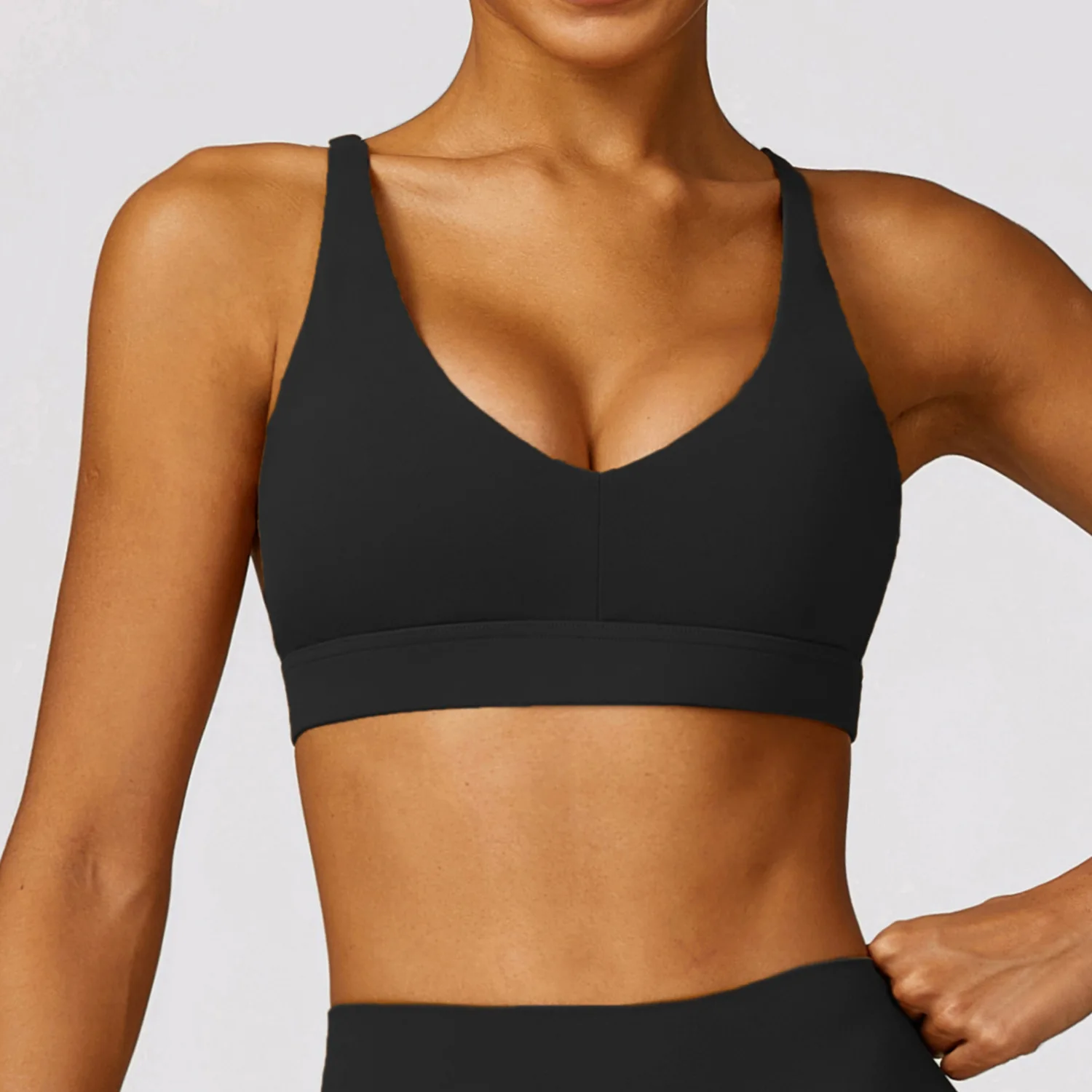 Women Sports Bra Cross Strap Push Up Crop Top for Yoga Gym