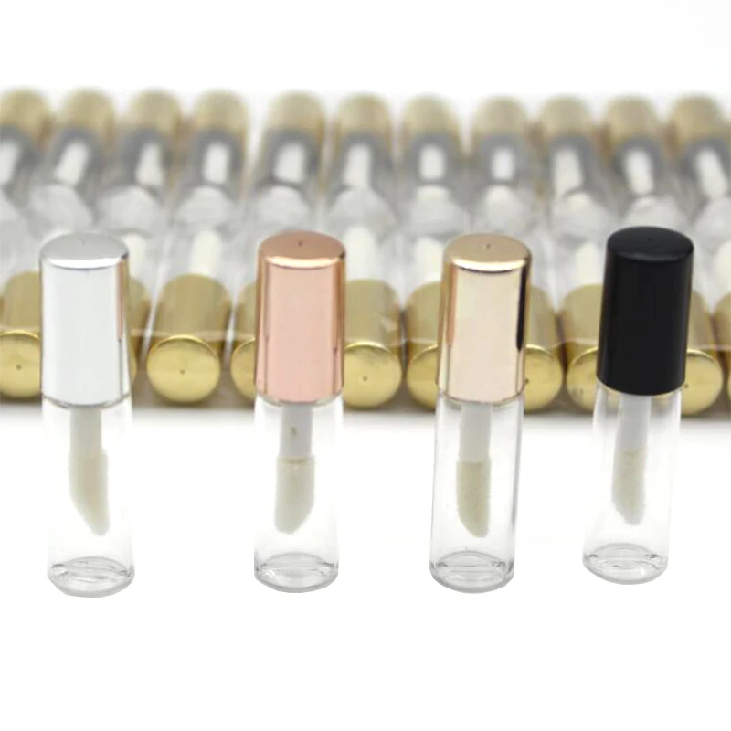 1.2ml 100/20pcs/lot Rose Gold Empty Lip Gloss Tube, Diy Plastic Elegant Liquid Lipstick Container, Round Lipgloss Lip Balmbottle