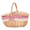 Wicker Picnic Basket With Lid Handle Picnic Hamper Handmade Willow Woven Storage Hamper Outdoor Camping Fruit Basket Container 3