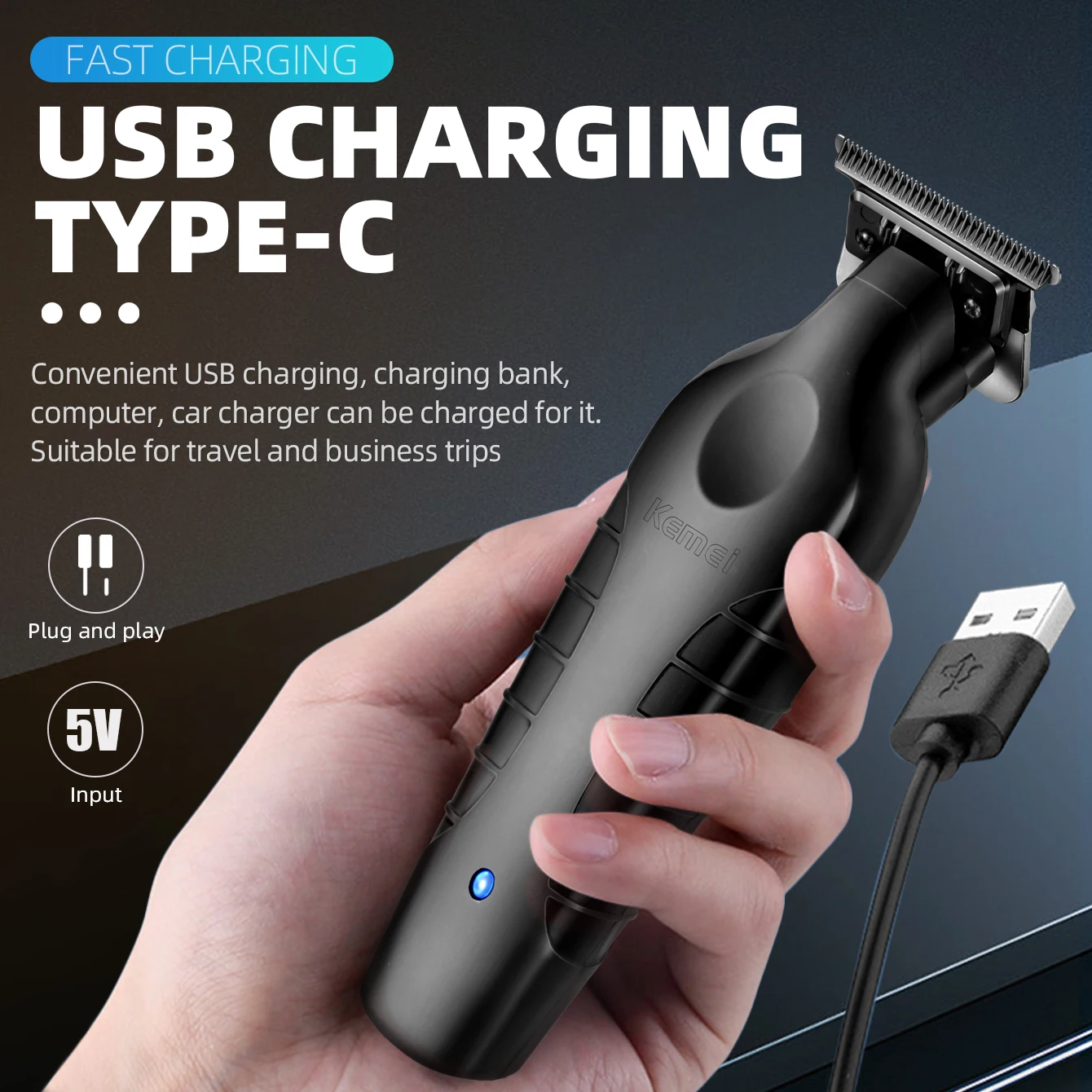 KM2299 Professional 0mm Zero Gapped Carving Clipper Men's Cordless Trimmer Electric Hair Cutting hine_voghion.com