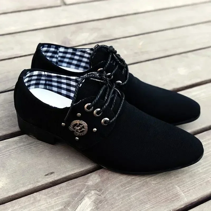 Mens Canvas Derby Shoes Dress Shoes Wedding Casual Flats Formal Footwear Mixcolor Loafers