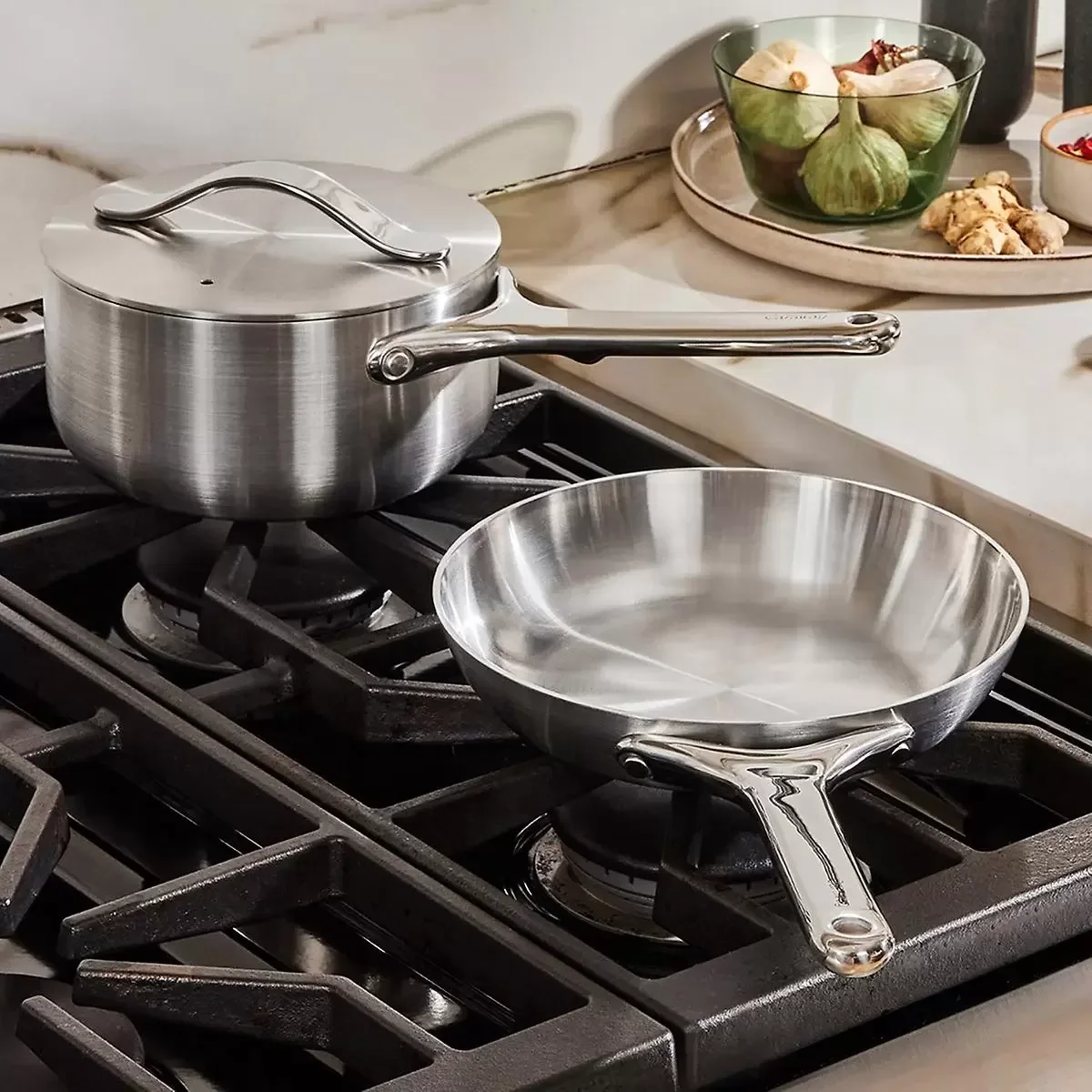 

Caraway Home Stainless Steel Mini Fry Pan and Mini Sauce Pan Duo non stick cooking pot set cookware