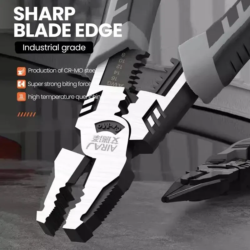 Wire Pliers 9-Inch Multifunctional Labor-Saving Industrial Grade Manual Wire Stripping Shearing Clamping Tool