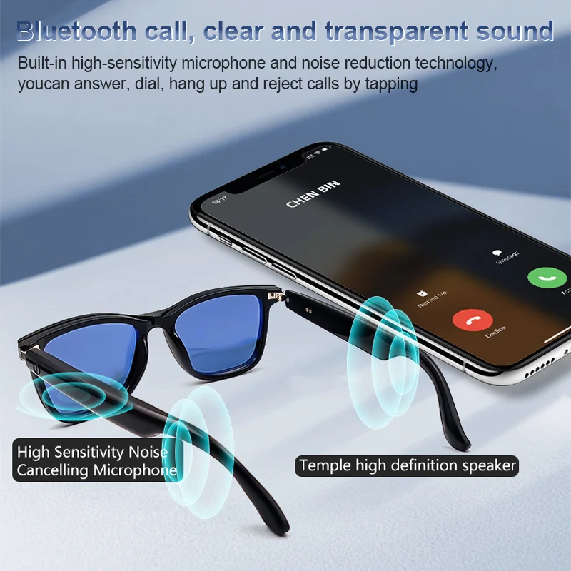 LIGE New AI Voice Bluetooth Call Smart Glasses 2 In 1 Polarized Anti-blue Light UV-Proof Magnetic Frame Lenses Music Sunglasses