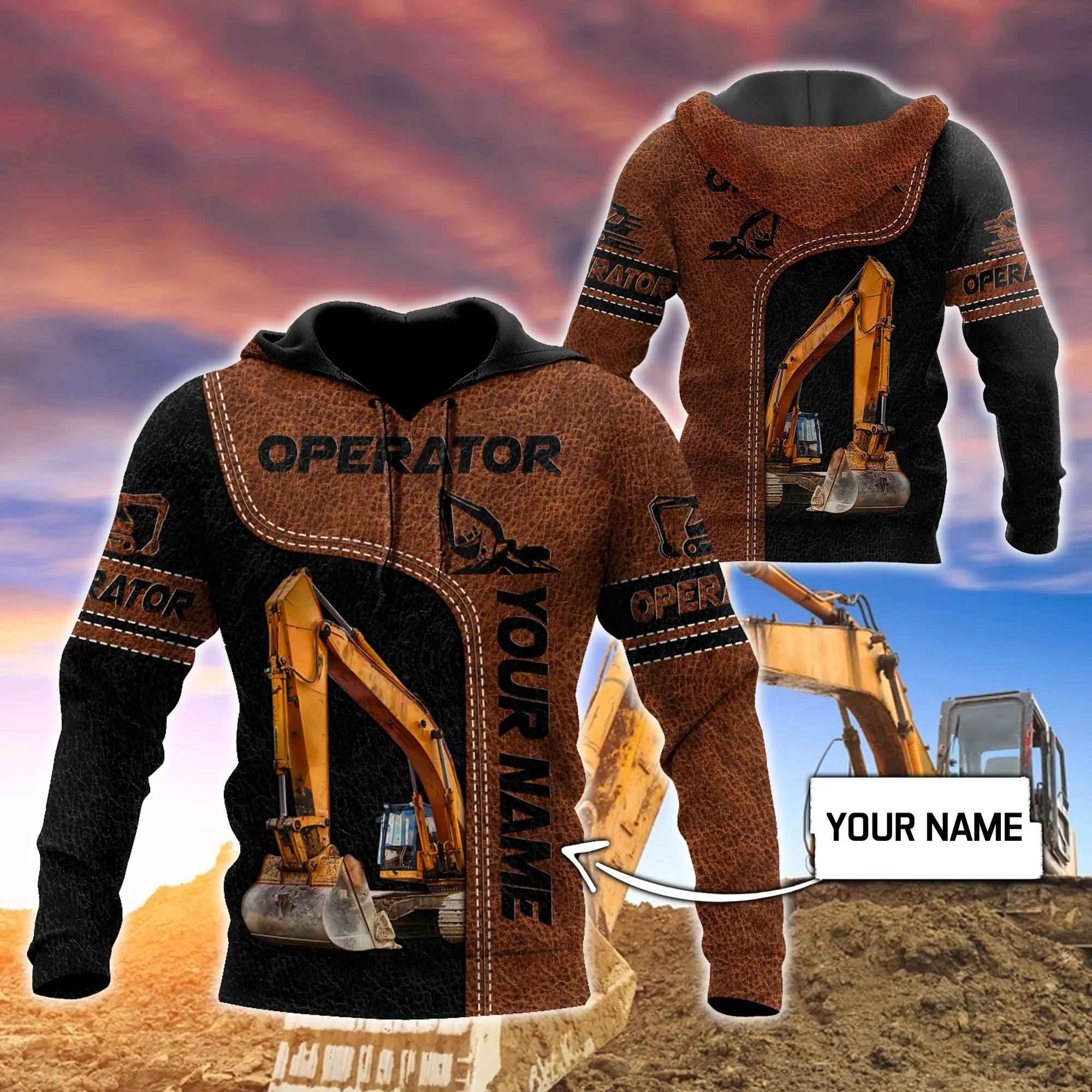 Personalized Name Excavator Operator 3D Printed Men Hoodie Unisex Hooded sweatshirt Streetwear Casual zipper hoodies DK507
