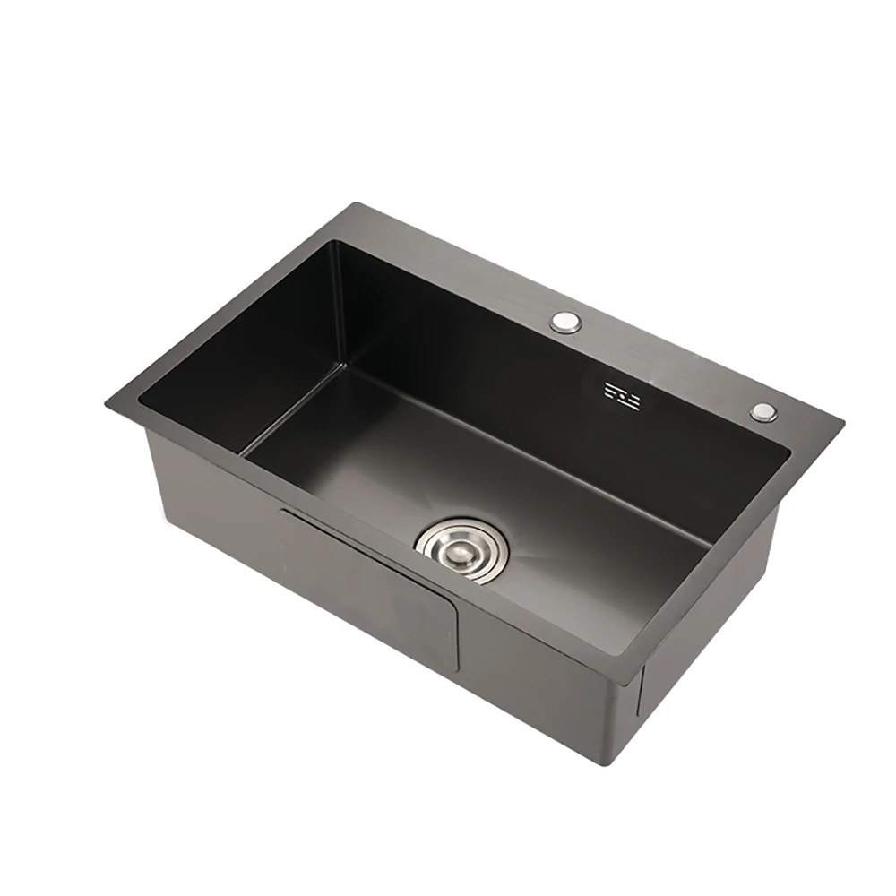 

Household Oversized Nanometer Big Black 304 Stainless Steel Single Bowl Countertop Undercounter Kitchen Sink