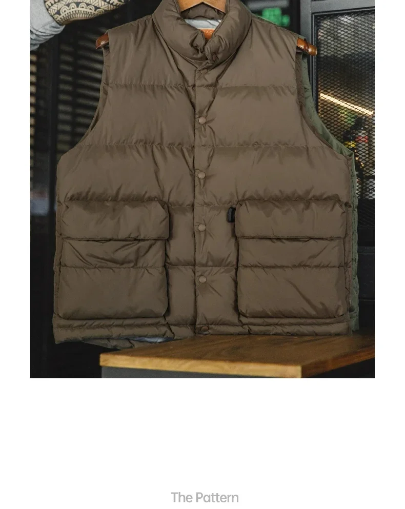 Maden Men's Puffer Vest Zipper Detail