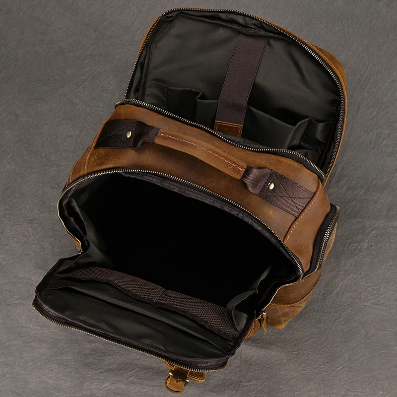 Hot Multifunction Fashion Men Backpack Vintage Leather Backpack Leather School Bag Neutral Large Travel Backpack Daypack Men 4