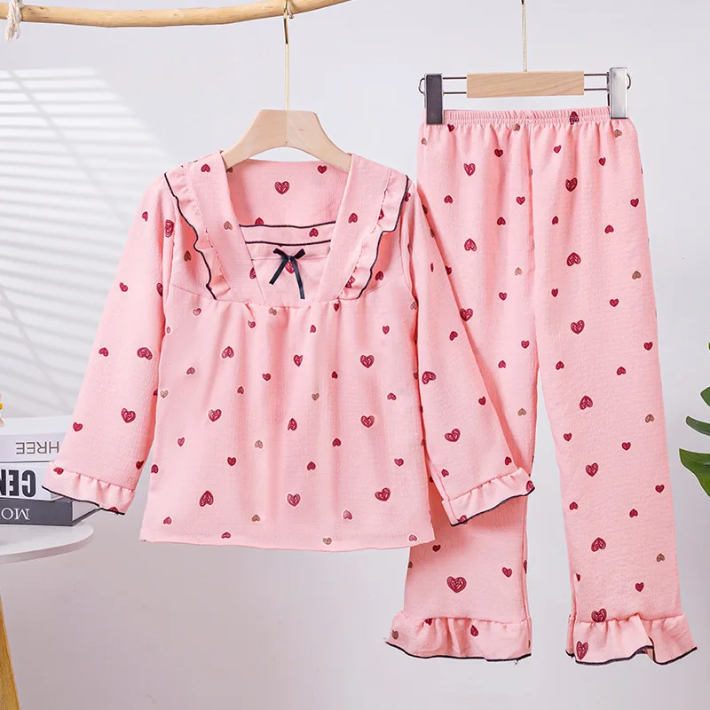 طقم بيجامات بناتي للربيع والخريف بأكمام طويلة للأطفال ملابس نوم للأطفال