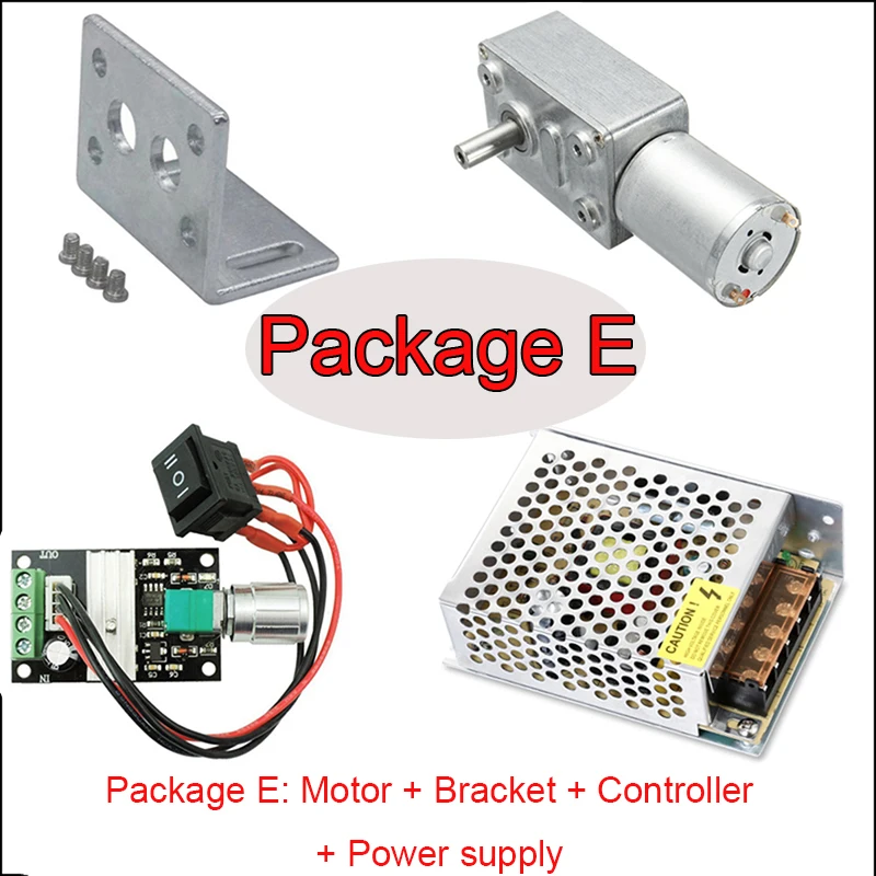 Worm Geared Motor DC Motor Mini Gear Motor JGY370 DC 6V 12V 24V Worm Gear Reduction Motor Bracket Speed Controller Power Supply Metal Gear Worm Turbo Motor