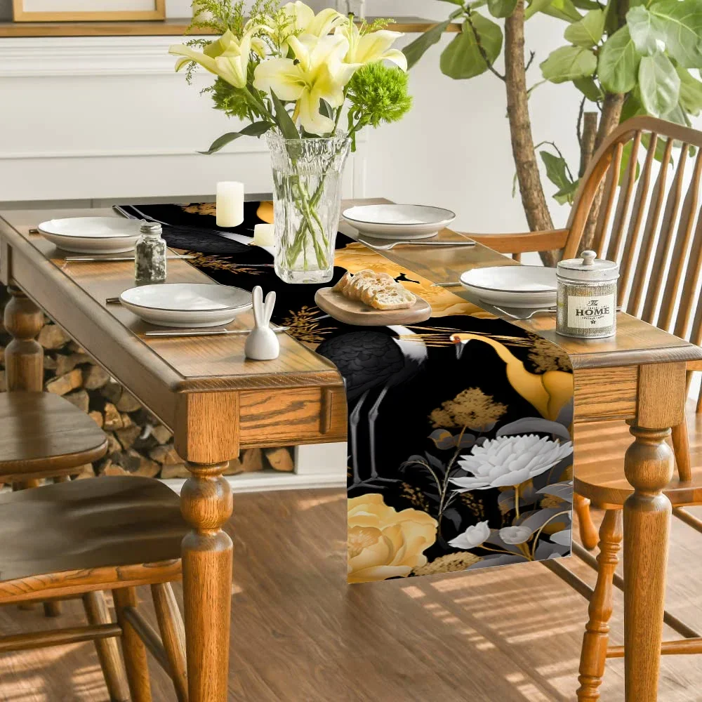 

Новый китайский стиль черный золотой Летающий журавль Лотос вход комод обеденный стол скатерть праздничный обеденный Декор ткань