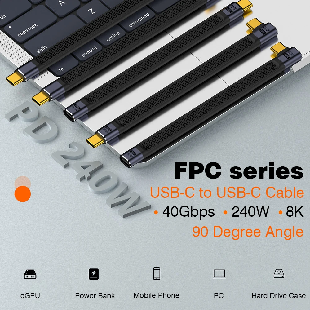 USB 4 90 Degree Thunderbolt3 Elbow USB C Cable 40Gbps Thunderbolt 4 Angle Type C Cable for SSD Laptop Macbook Elbow Connector BEST SELLERS