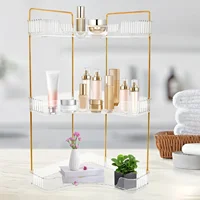 3 Layers Makeup Organizer Corner Desktop Cosmetic Rack Bathroom Clear Perfume Skin Care Product Storage Rack Multipurpose 2