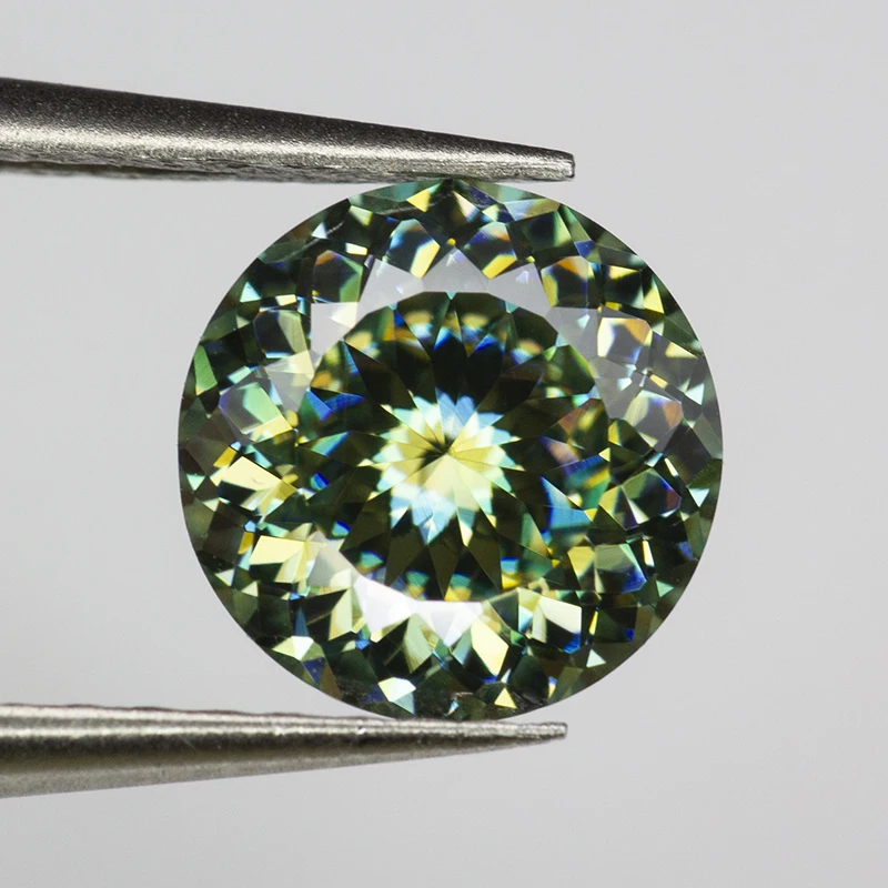 결코 페이드 라이트 그린 100 페이스 컷 모이사나이트 스톤 GRA 인증서 1.0ct 6.5mm VVS1 랩 다이아몬드 포지티브 패스 테스터