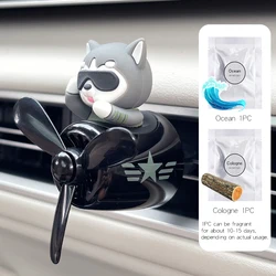 Rotating Airplane Pilot Bear Air Freshener Ornament for Car Interior Decoration (Black Dog)