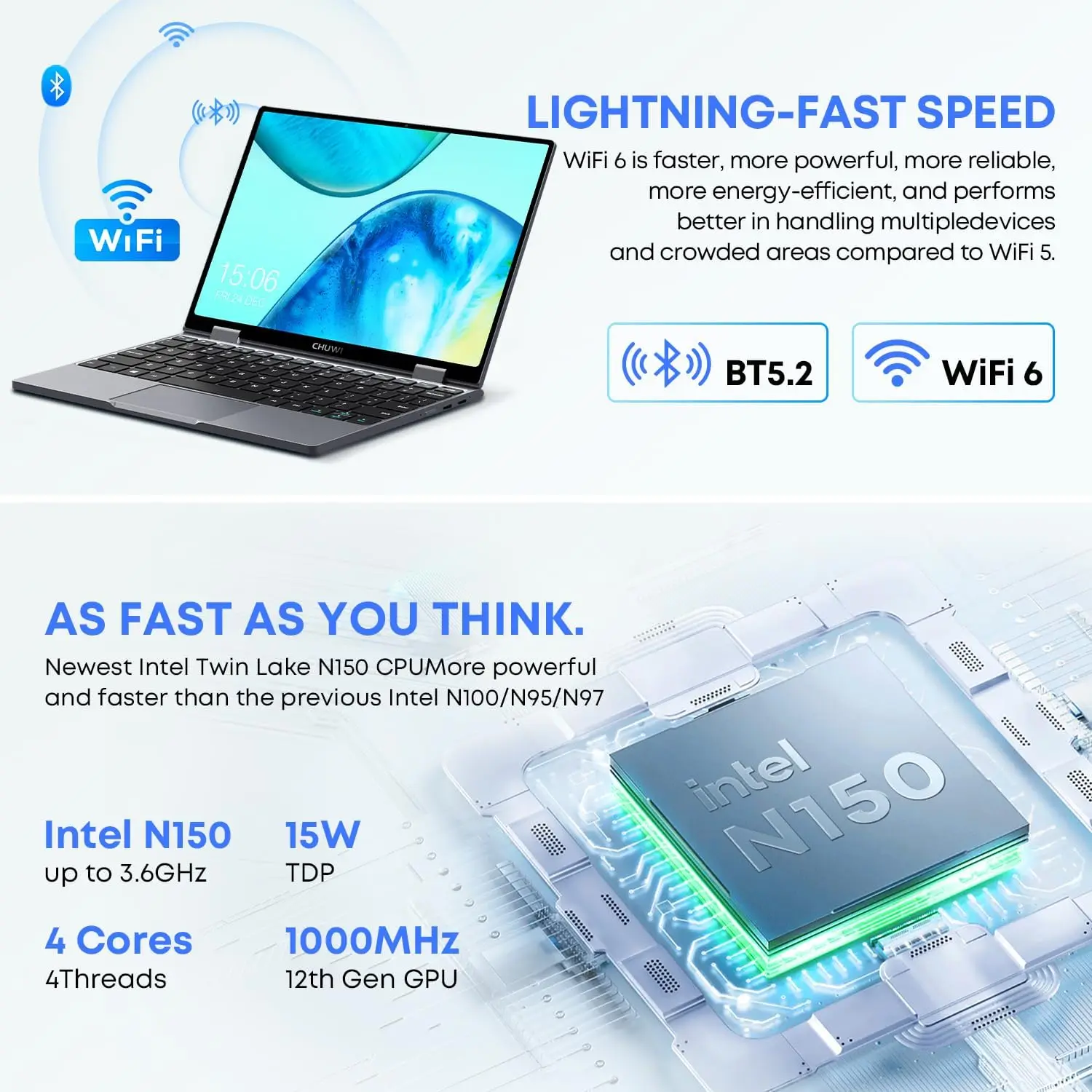[2点セット]CHUWI MiniBook X N150＋Lexar SSD CHUWI MiniBook X Laptop Tablet 2 In 1 Intel N150/N100 10.51