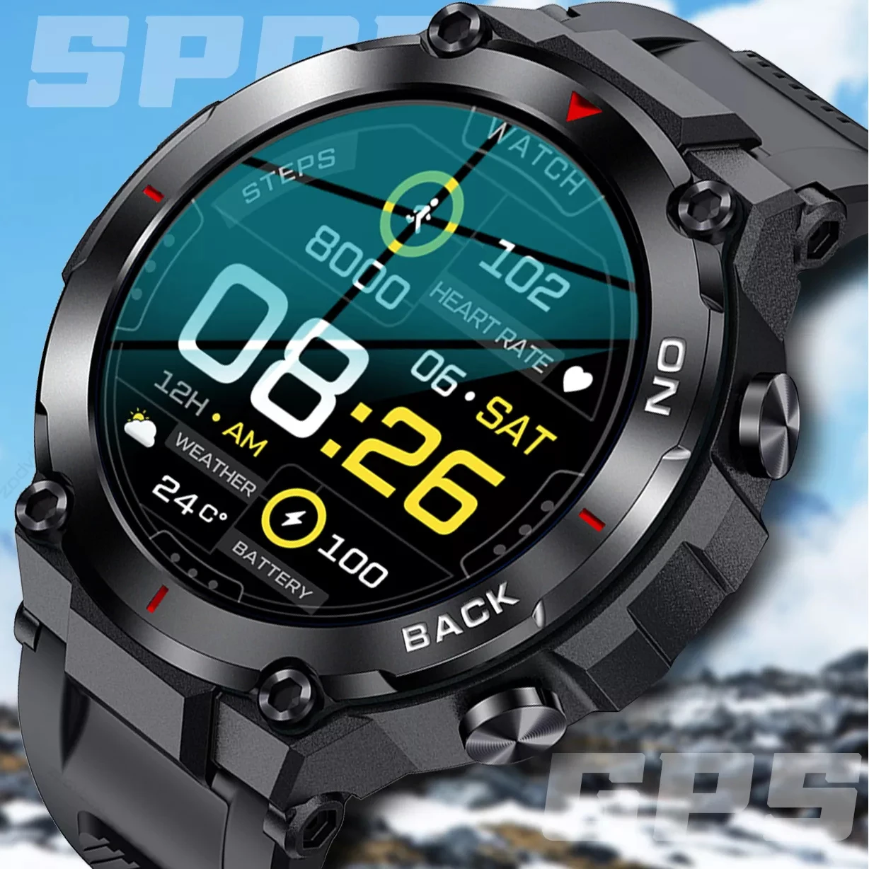

GPS Smart Watch Men 2024 New Outdoor Sports Watches IP68 Waterproof Fitness Heart Rate Blood Oxygen Monitor Smartwatch For Men