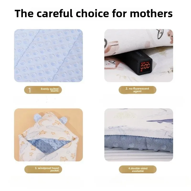 Thickened Baby Wrap Blanket for Newborns Winter Outdoor Windproof Baby Swaddle Blanket Delivery Room Infant Wrap