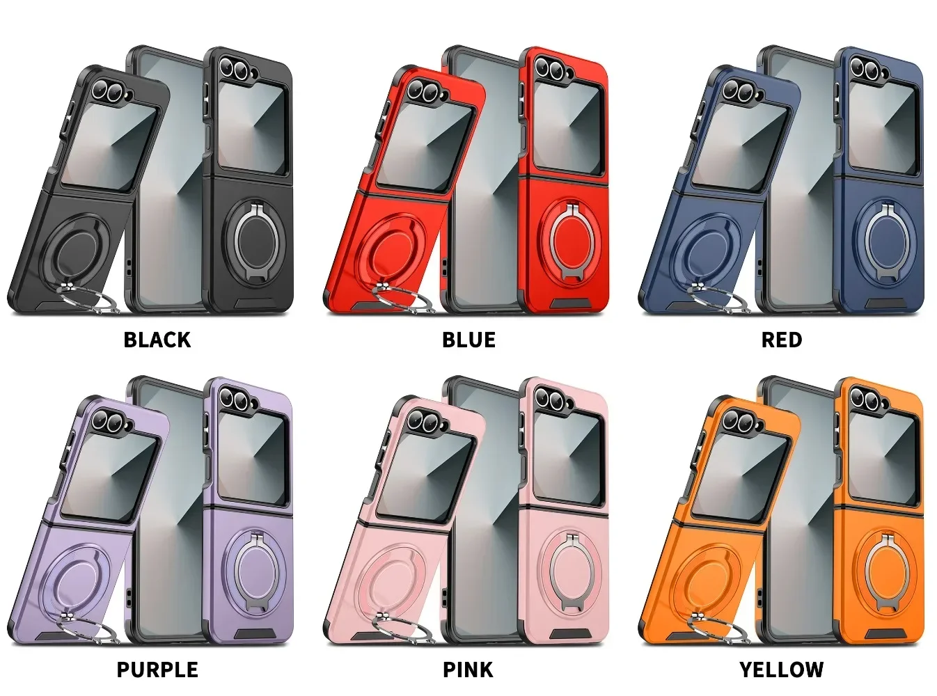 Magnetic 360 Rotating Bracket Phone Case with Ring Holder - Hard Shell Protective Cover