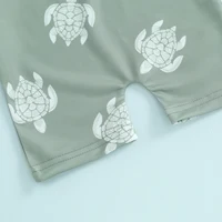 Maillot de bain à manches longues pour bébé garçon, avec bonnet de bain, imprimé tortue/dinosaure 3