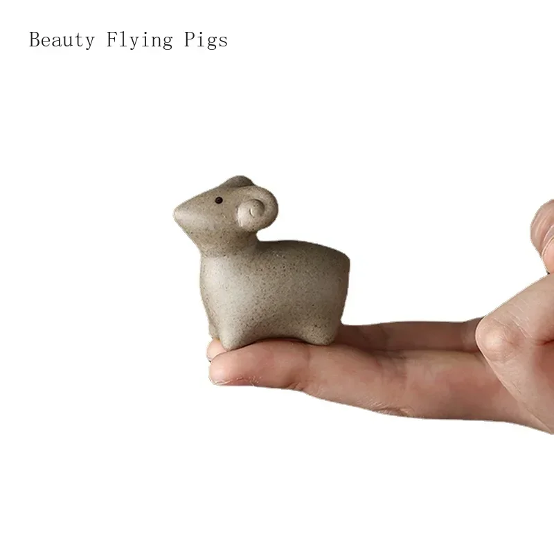 Ceramic Fingertip Tea Pet Twelve Zodiac Zodiac Pig, Sheep, Chicken, Rabbit Tea Play Office Home Purple Sand Decoration