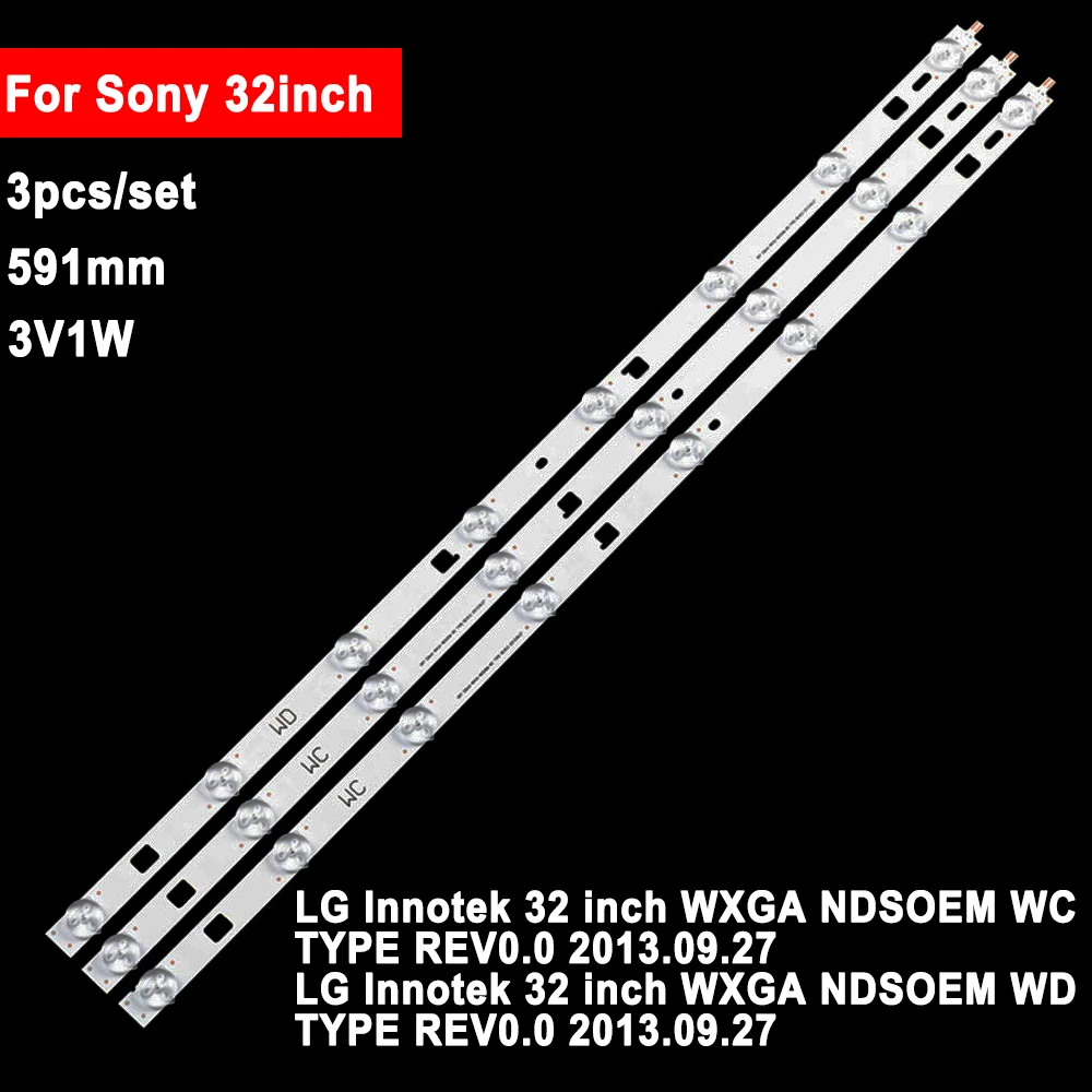 591mm TV LED Backlight Strip For Sony 32inch 32R435B KDL-32R410B KDL-32R415B KDL-32R433B 32R420B  Innotek 32 inch WXGA 3pcs set 32inch 591mm led backlight strip tv for sony 32wc 8led kdl 32r415b 32r435b kdl 32r410b kdl 32r415b kdl 32r433b 32r420b