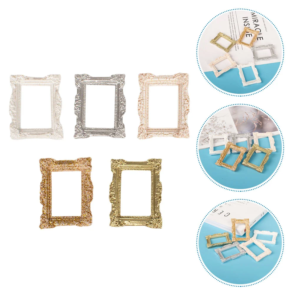 6pcs  9/10Pcs Mini Frames Rustic Picture Frame Resin Small Photo Frame Photo Display Frame Phone Case Charm Vintage Decor 4pcs resin mold for photo frame rectangle