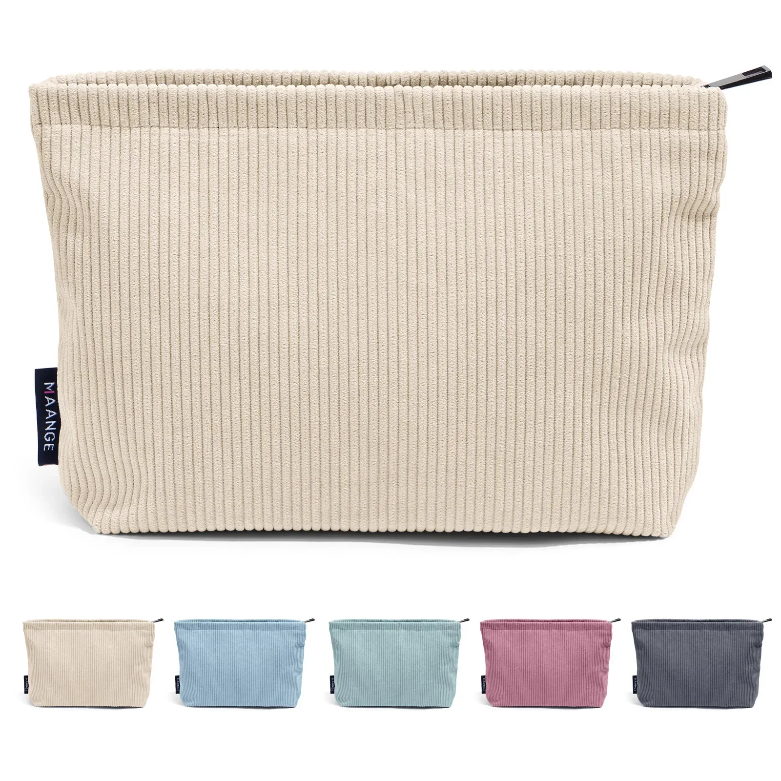 Solid Color Corduroy Cosmetic Bag Clutch Bag Large Capacity Makeup Organizer Korean Storage Pouch Women Travel Toiletry Case