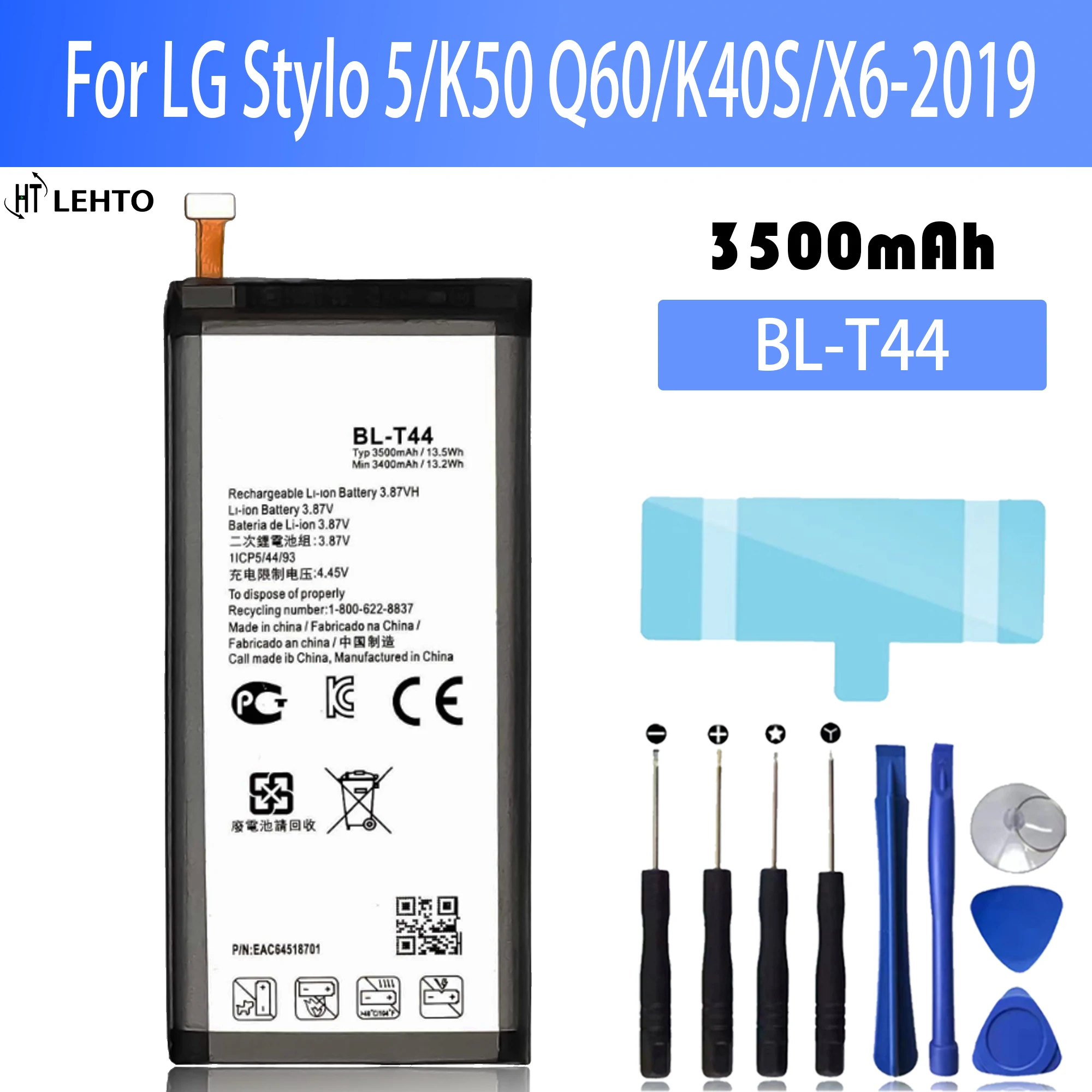 

BL-T44 Battery FOR LG Stylo 5/K50/Q60/K40S/K51/X6-2019/T44 Repair Part Original Capacity Mobile Phone Batteries