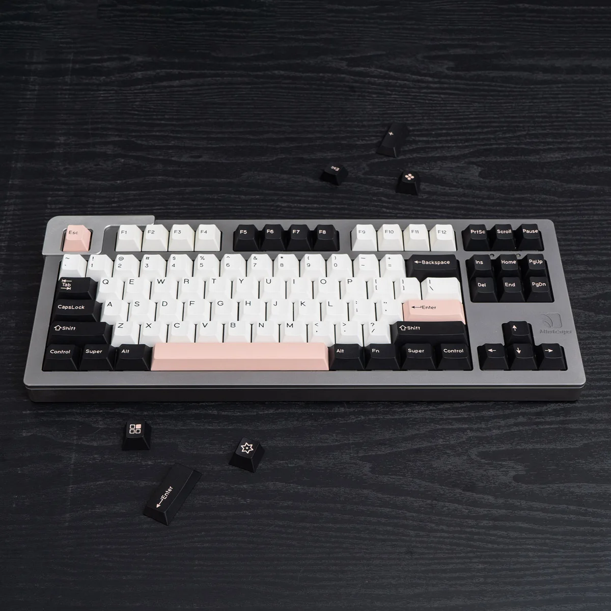 cereja, tiro duplo, personalidade personalizada inglesa, teclas para teclado mecânico 61