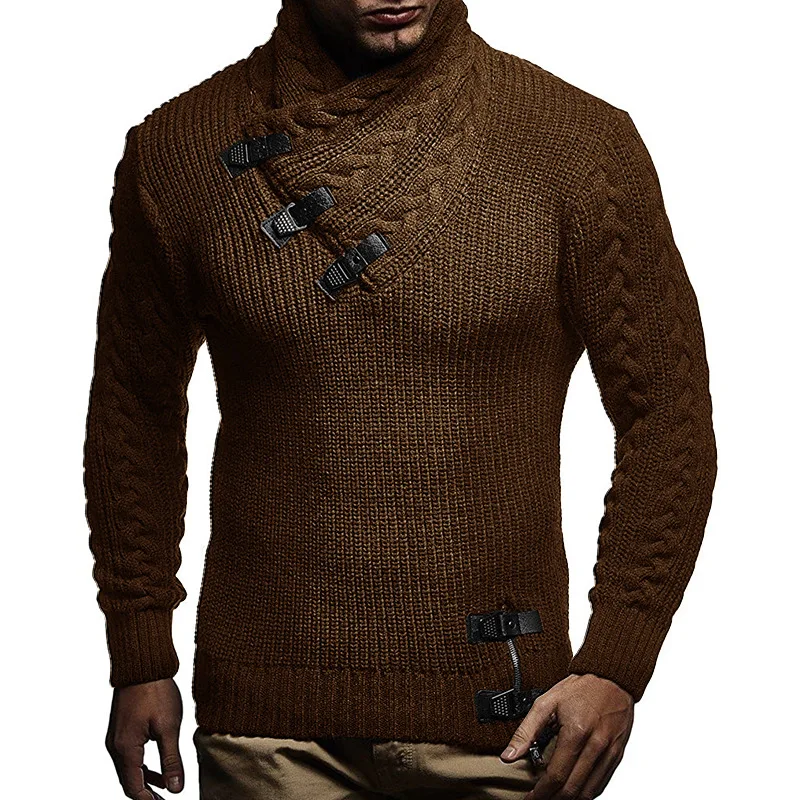 Men's Sweater Autumn And Winter New Turtleneck Solid Color Fashion Casual Large Size Sweater