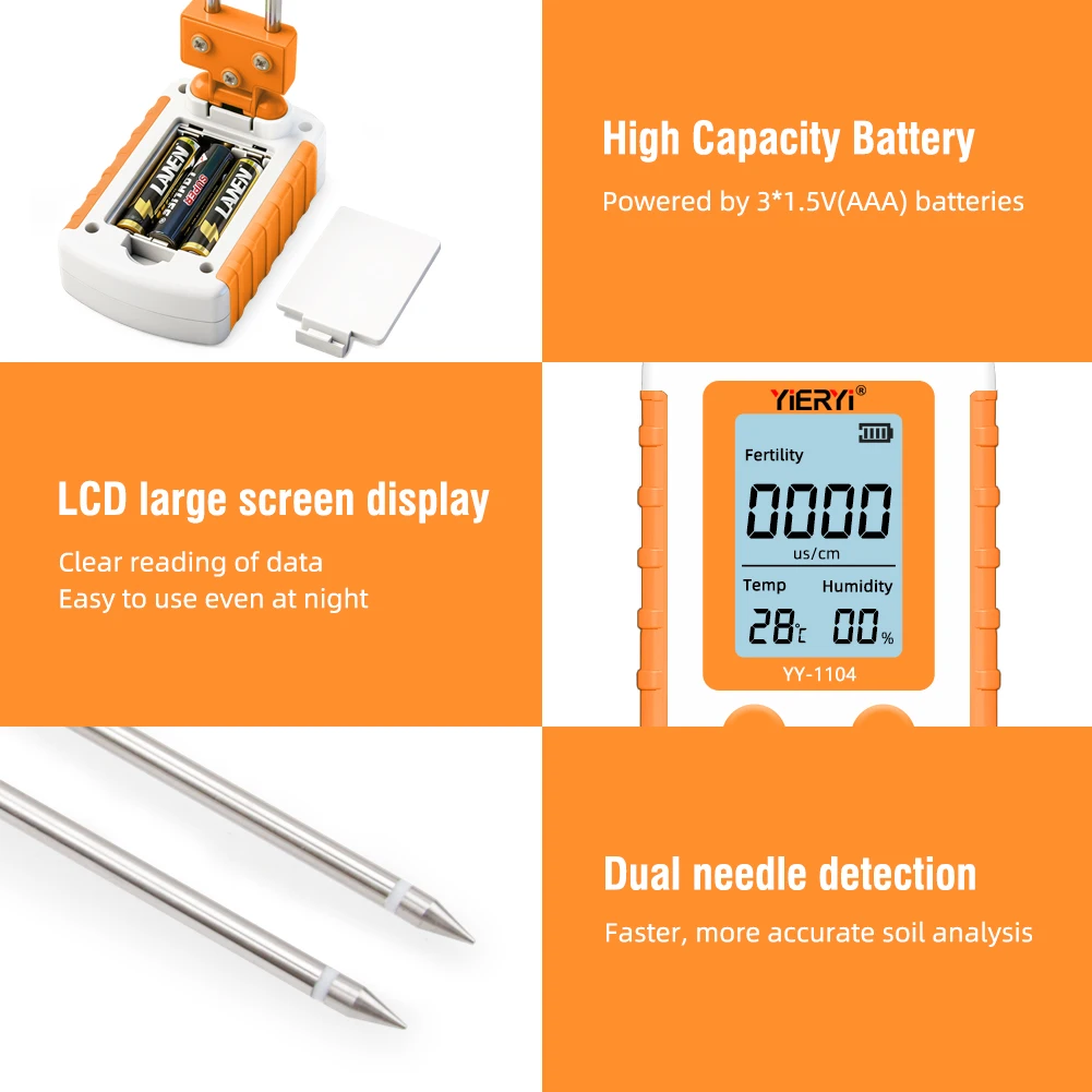 6 in 1 Soil Tester NPK Nutrient Meter Digital Soil Fertility Humidity Temperatur