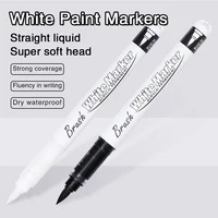 2/3/6/10 Pcs White Paint Pens Soft Tip Acrylic Paint Marker Set Direct Liquid Ink for Glass Canvas Wood Leather Ceramic Painting 2