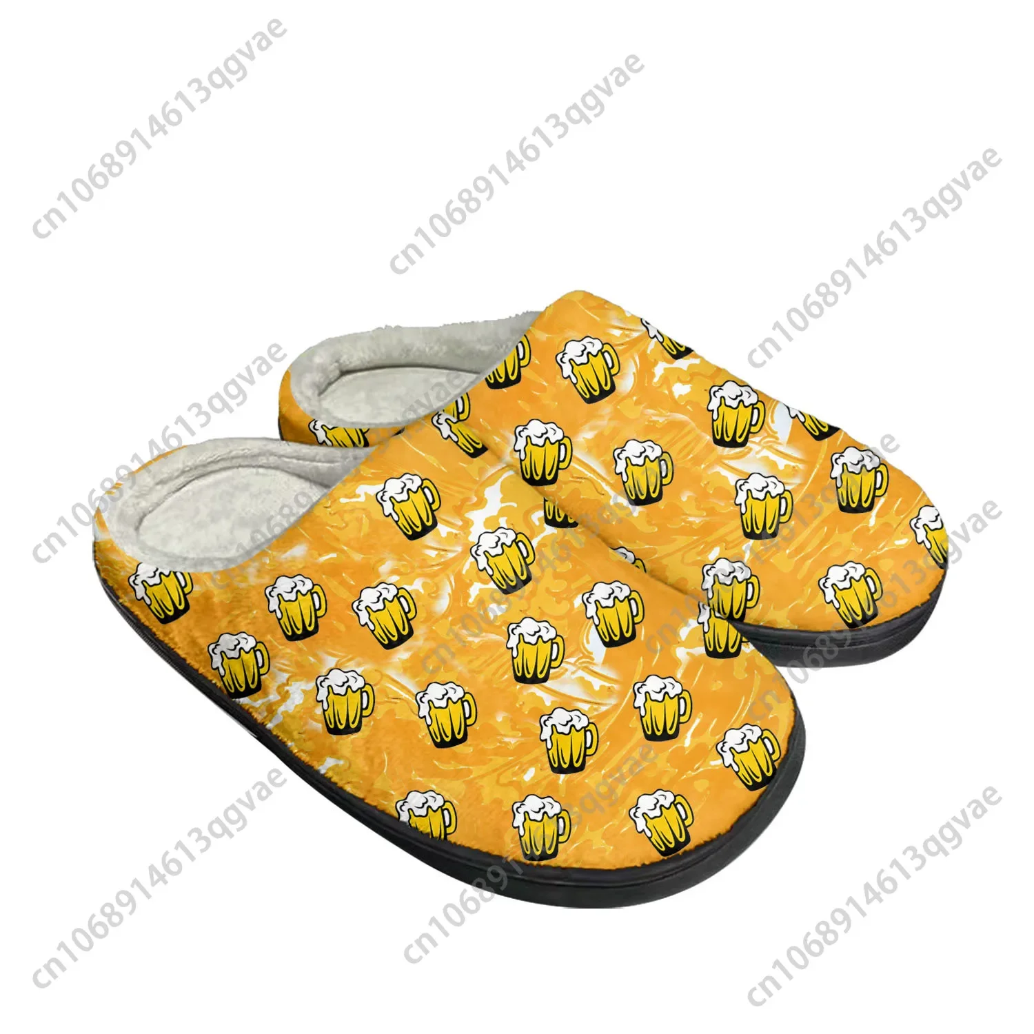 Beer Unisex 3D Print Home Cotton Custom Slippers Mens Womens Sandals Plush Bedroom Casual Keep Warm Shoe Thermal Slipper Black