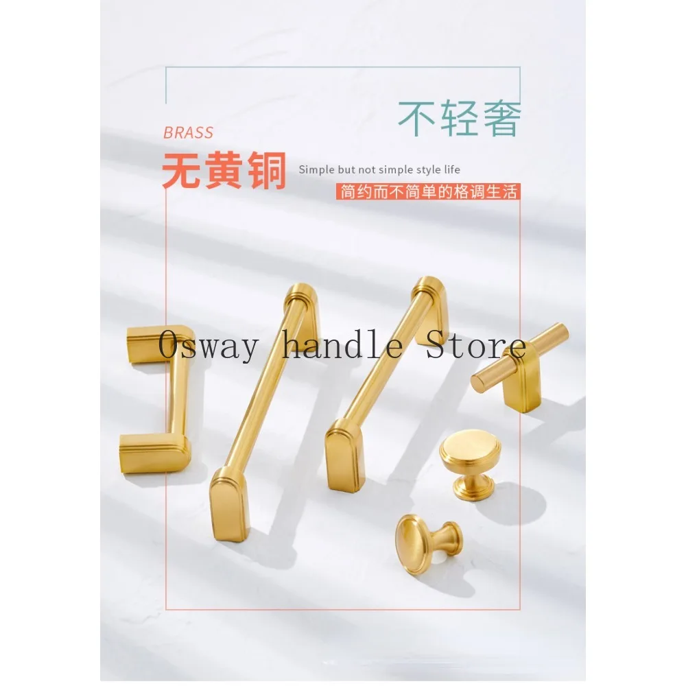 

Modern Luxury and Minimalist Brass Cabinet Handle, Wardrobe Drawer, Nordic Solid Gold Single Hole Cabinet Door Hardware Handle