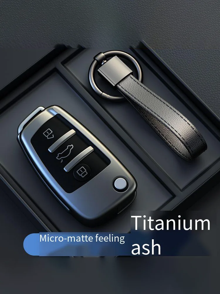Titangrau für Audi A1 A3 8P 8L A4 A5 B6 B7 A6 A7 C5 C6 4F Q3 Q5 Q7 Q8 TT S3 S4 S6 RS Flip Autoschlüsselhülle Zubehör – Detail 6