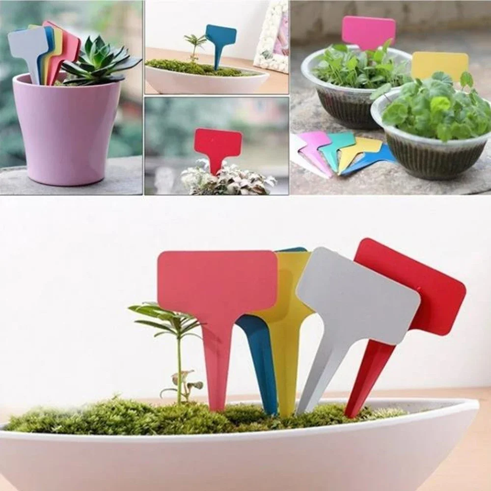 T-Shape Plastic Plant Markers 50/100Pcs with Pen