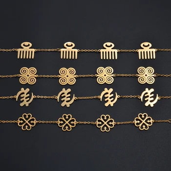 Anniyo (1 pezzo) Bracciali africani Nyame Gye Donna Acciaio inossidabile Adinkra Gioielli tradizionali etnici Bracciale con ciondoli # 007262 1