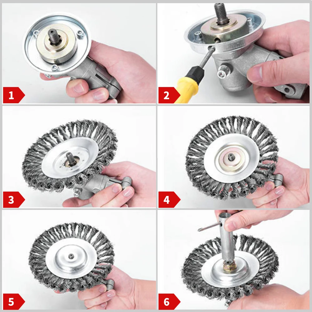 Lawn Mower Weeding Disc 8 Inch Wire Weeding Wheel 6 Inch Garden Tool Lawn Mower Accessories Twisted Wire Disc Type Wire Wheel 4