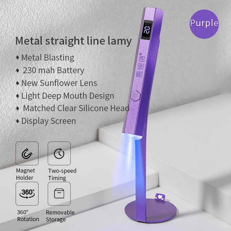 

Mini USB Led Nail Dryer One Finger Gel Light Lamp 20s 60s Timer LCD Display Cordless Flash Cure Nail Lamp With Magnetic Holder