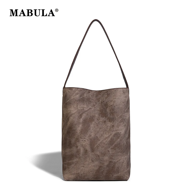 

MABULA Vintage PU Vegant Woman Bucket Bag Big Fashion 2pcs Set Hobo Purse 2023 Trendy Female Shopping Shoulder Clutch Lady Tote