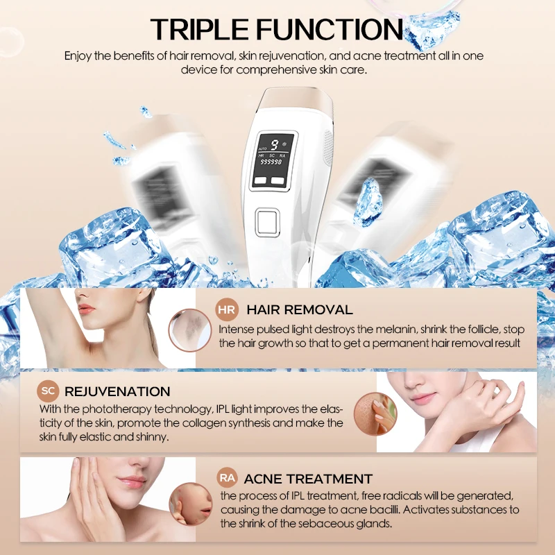 Vancostar 4in1 Laser Hair Removal IPL Epilator Cooling LCD Acne Treatment Rejuvenation Device for Home Bikini Trimmer Device 3